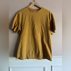 Bally Shirt Mens 2XL Yellow 1851 Logo Crewneck Tee Portugal Cotton Ribbed flaw